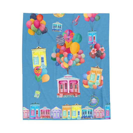 Velveteen Plush Blanket - NOLA Blue