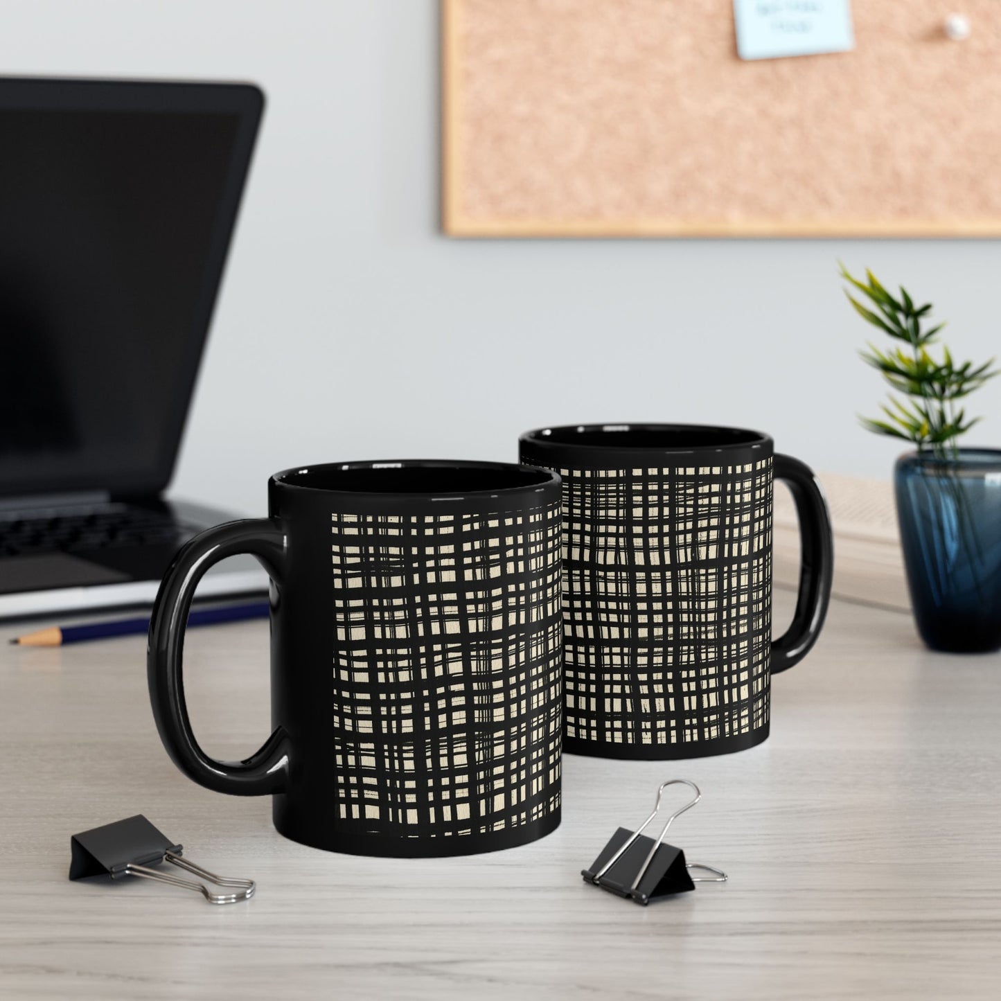 Black Mug - Black Gingham