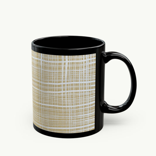 Black Mug - White Gingham
