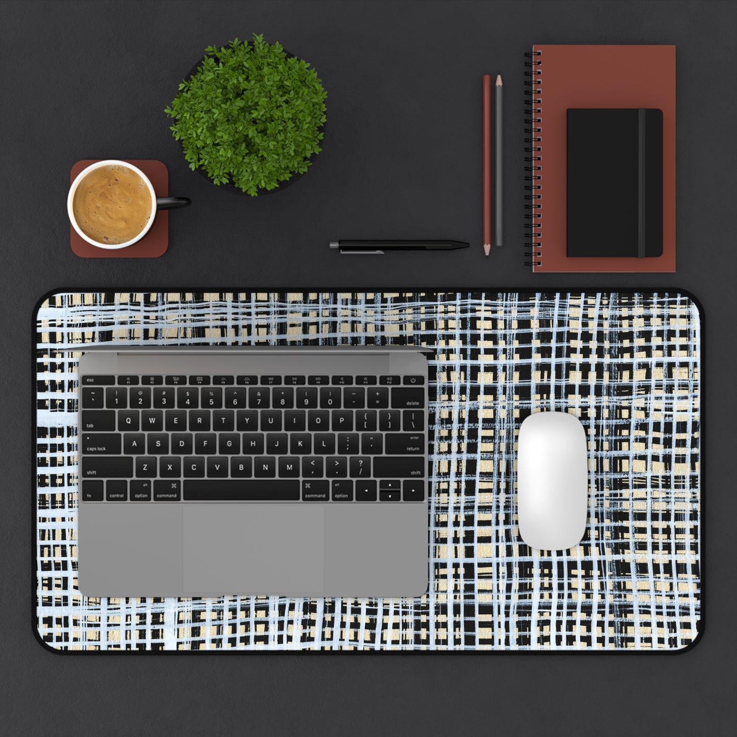 Desk Mat - B&W Gingham