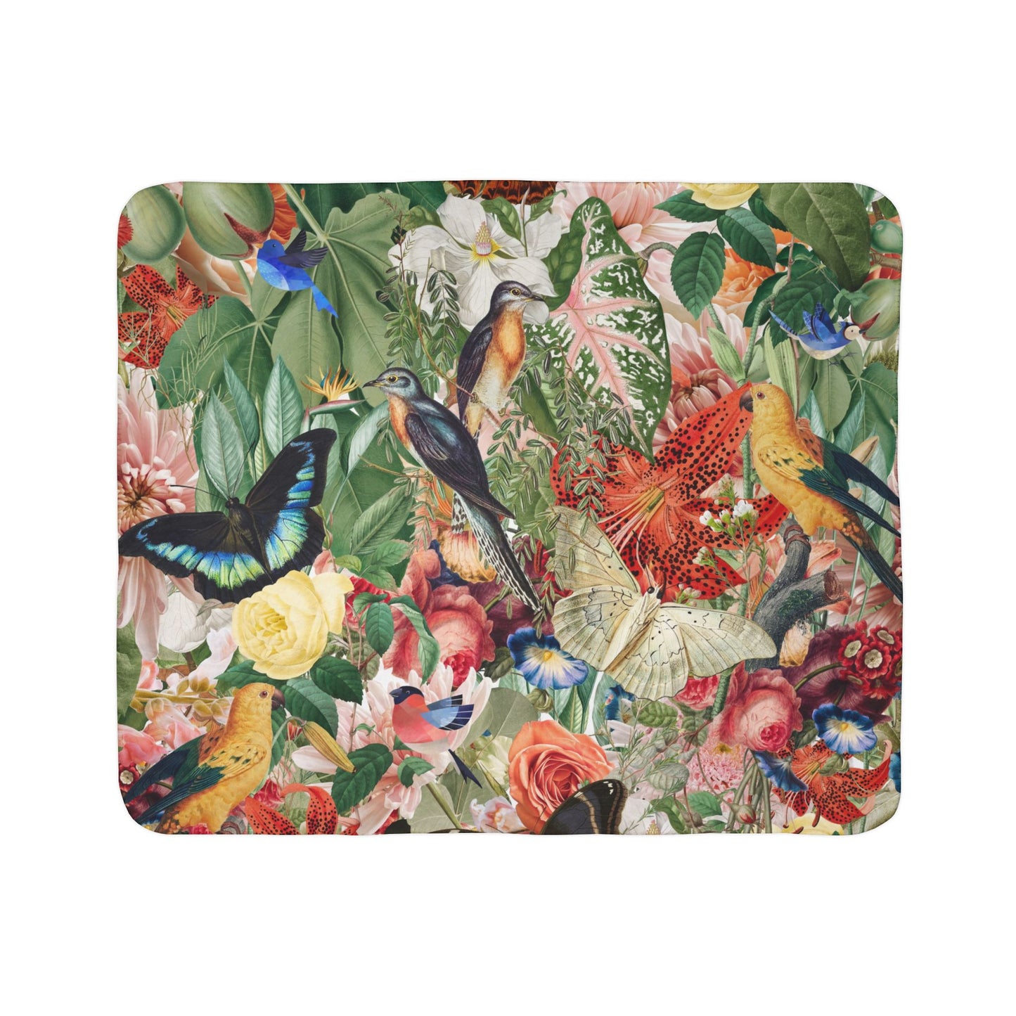 Sherpa Fleece Blanket - Tropical Garden
