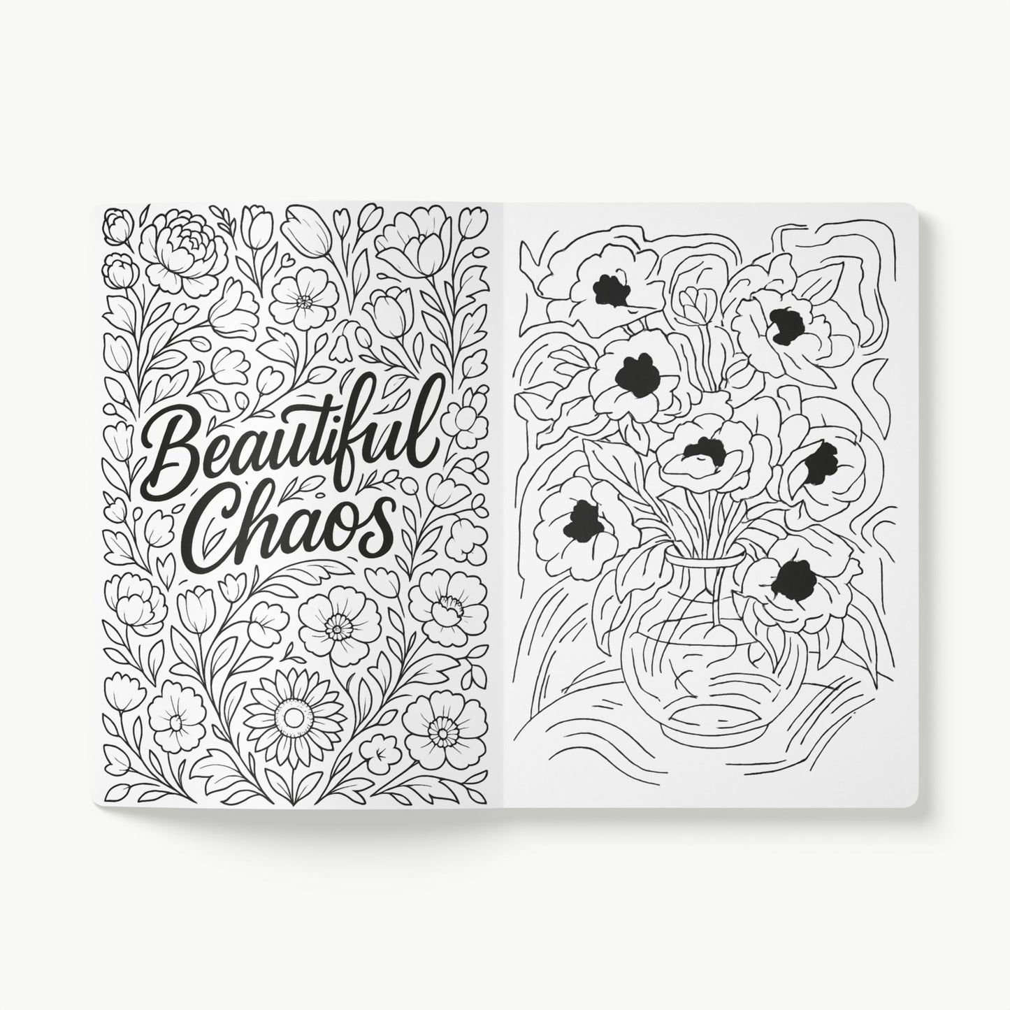 Beautiful Chaos - Soft Cover Lined Journal with Coloring Pages