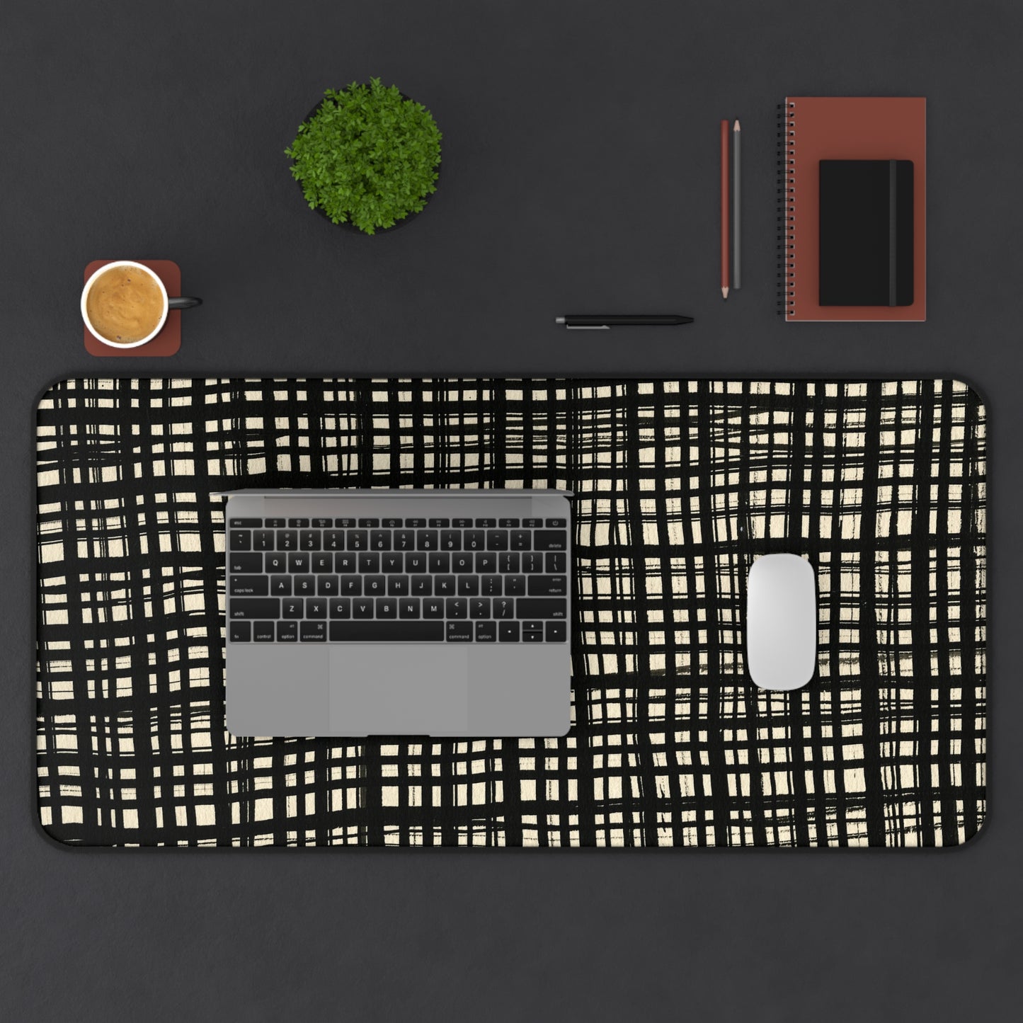 Desk Mat - Black Gingham