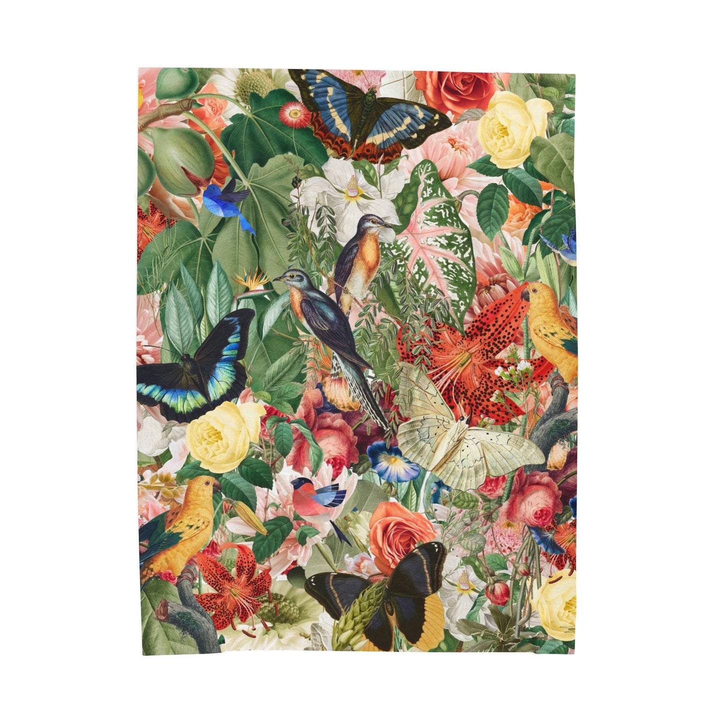 Velveteen Plush Blanket. - Tropical Garden