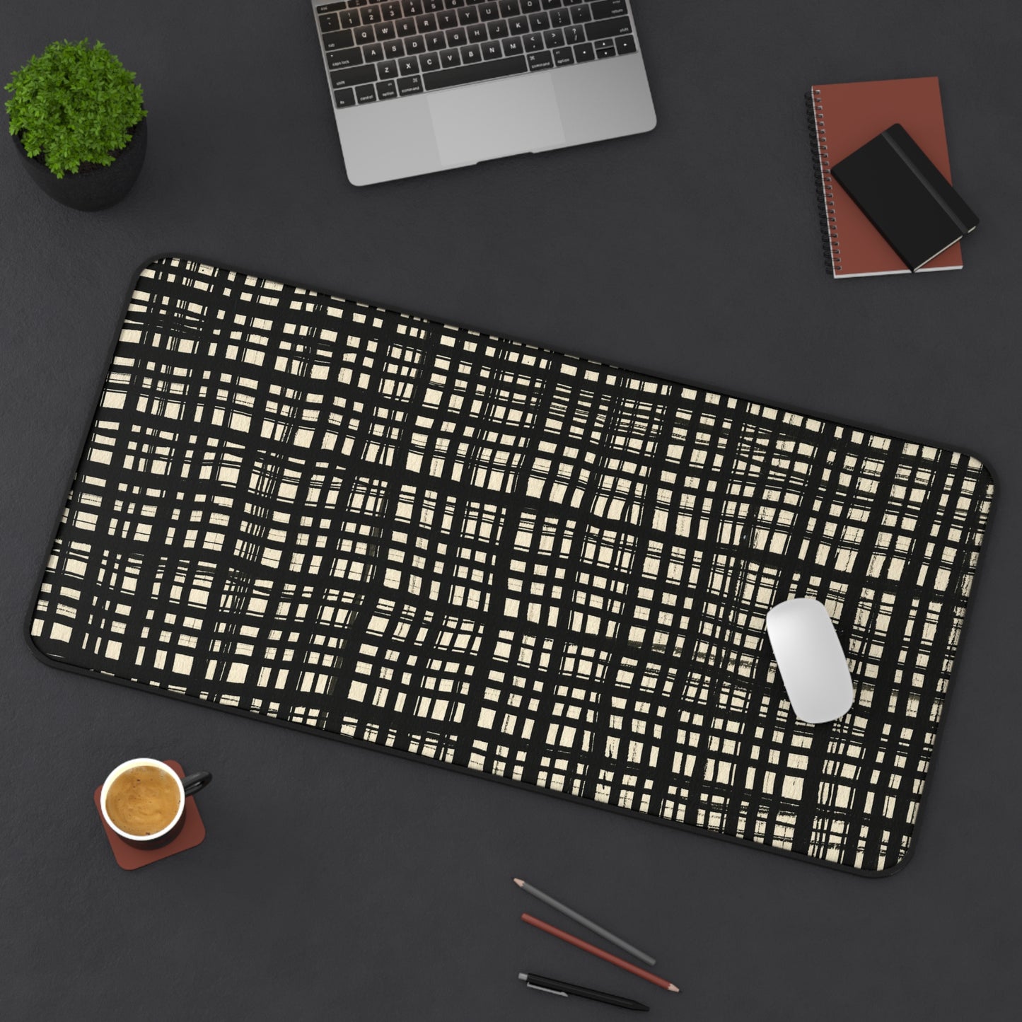Desk Mat - Black Gingham