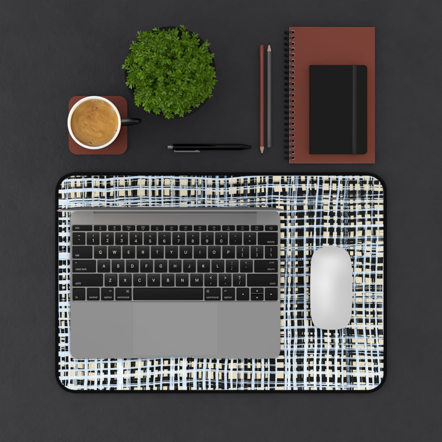 Desk Mat - B&W Gingham