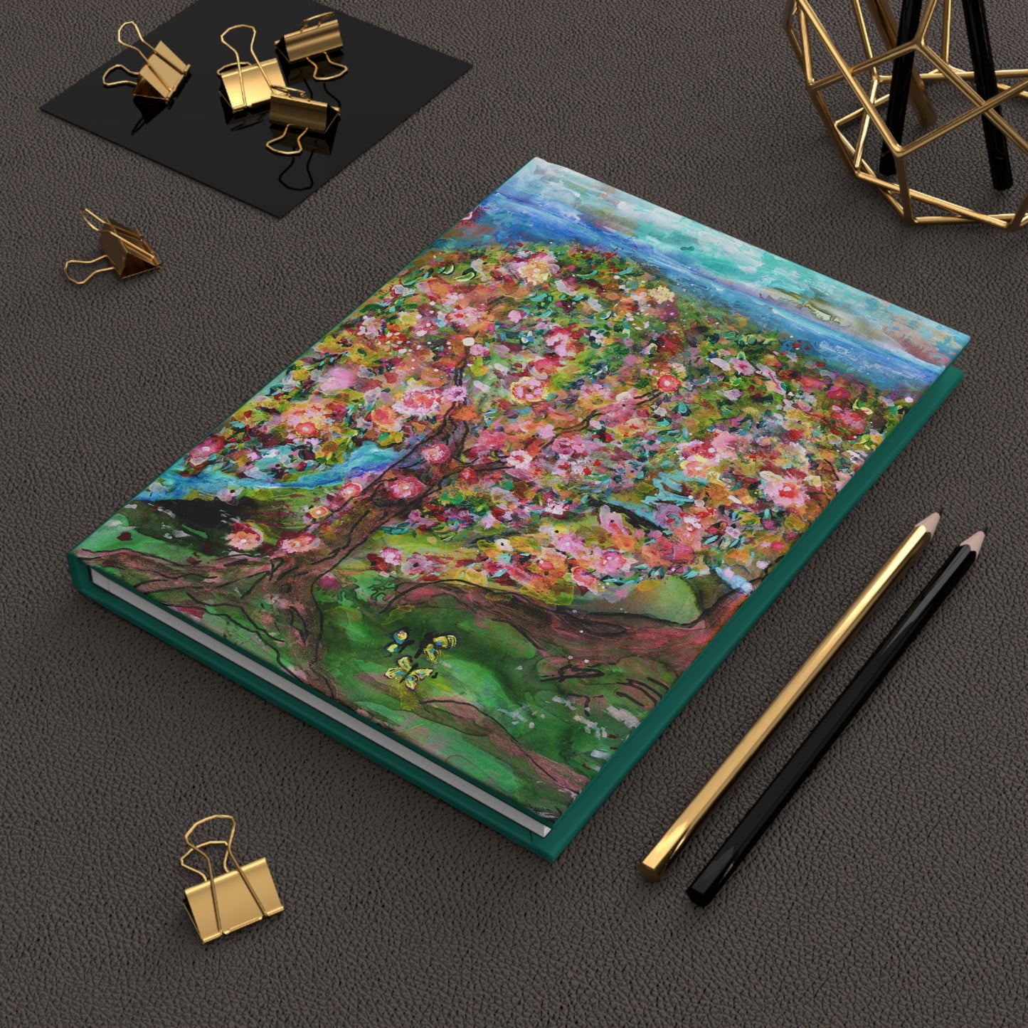 Blooming Orchard by the Sea Hardcover Journal