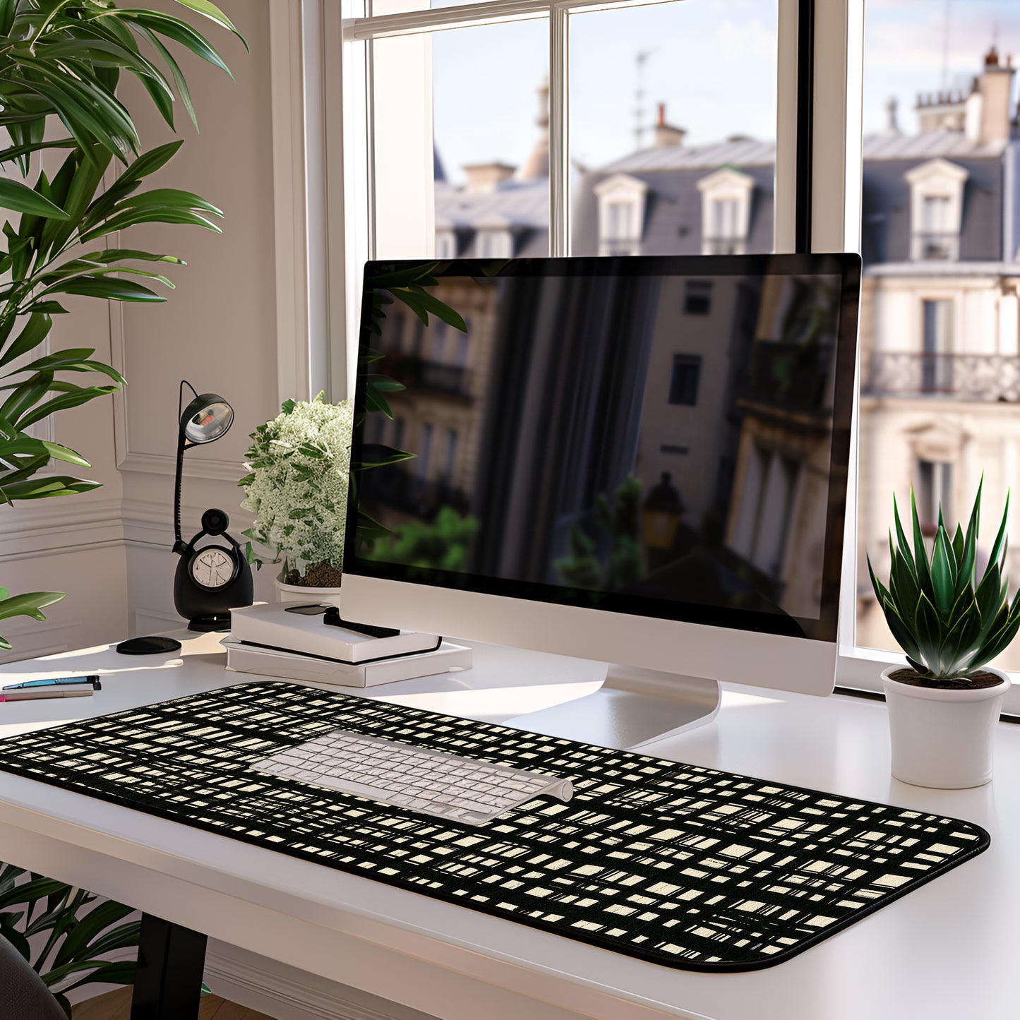 Desk Mat - Black Gingham