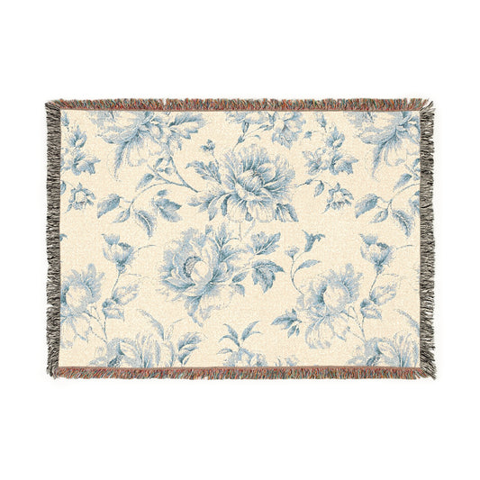 Woven Blanket - Blue Floral