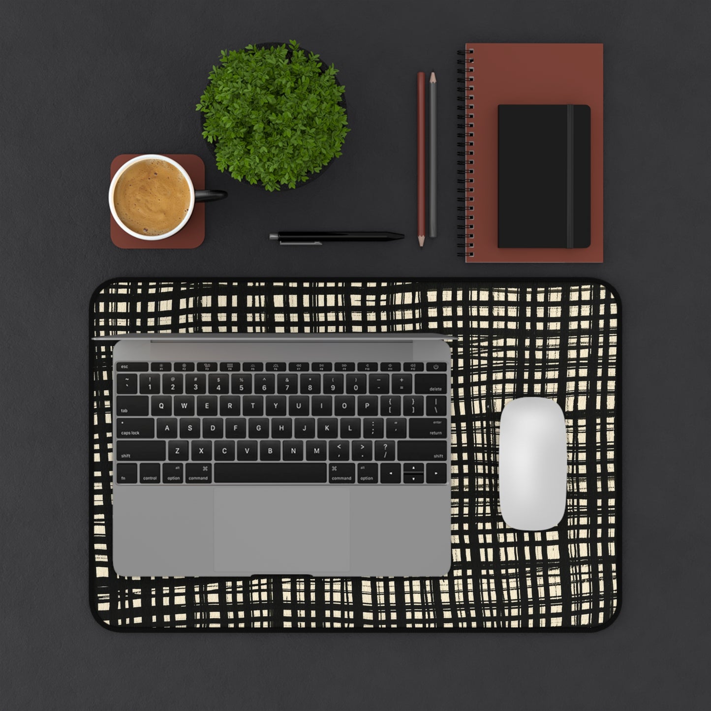 Desk Mat - Black Gingham