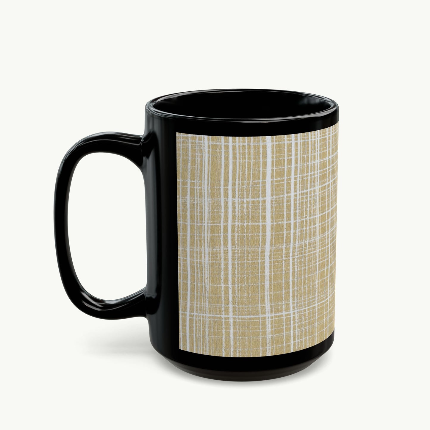 Black Mug - White Gingham