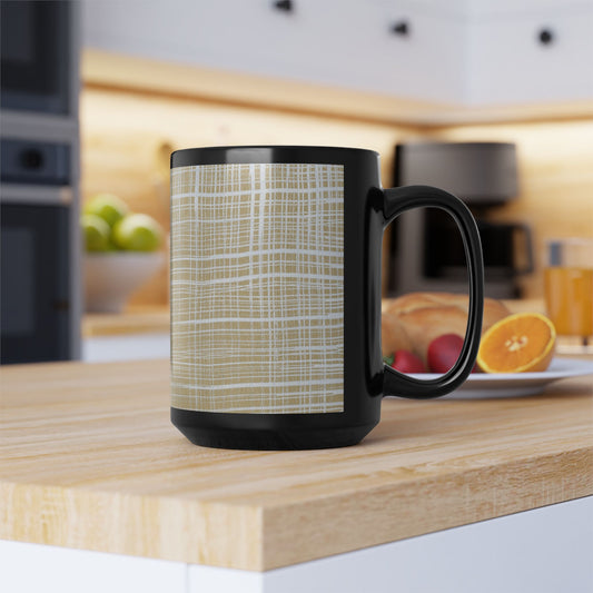 Black Mug - White Gingham