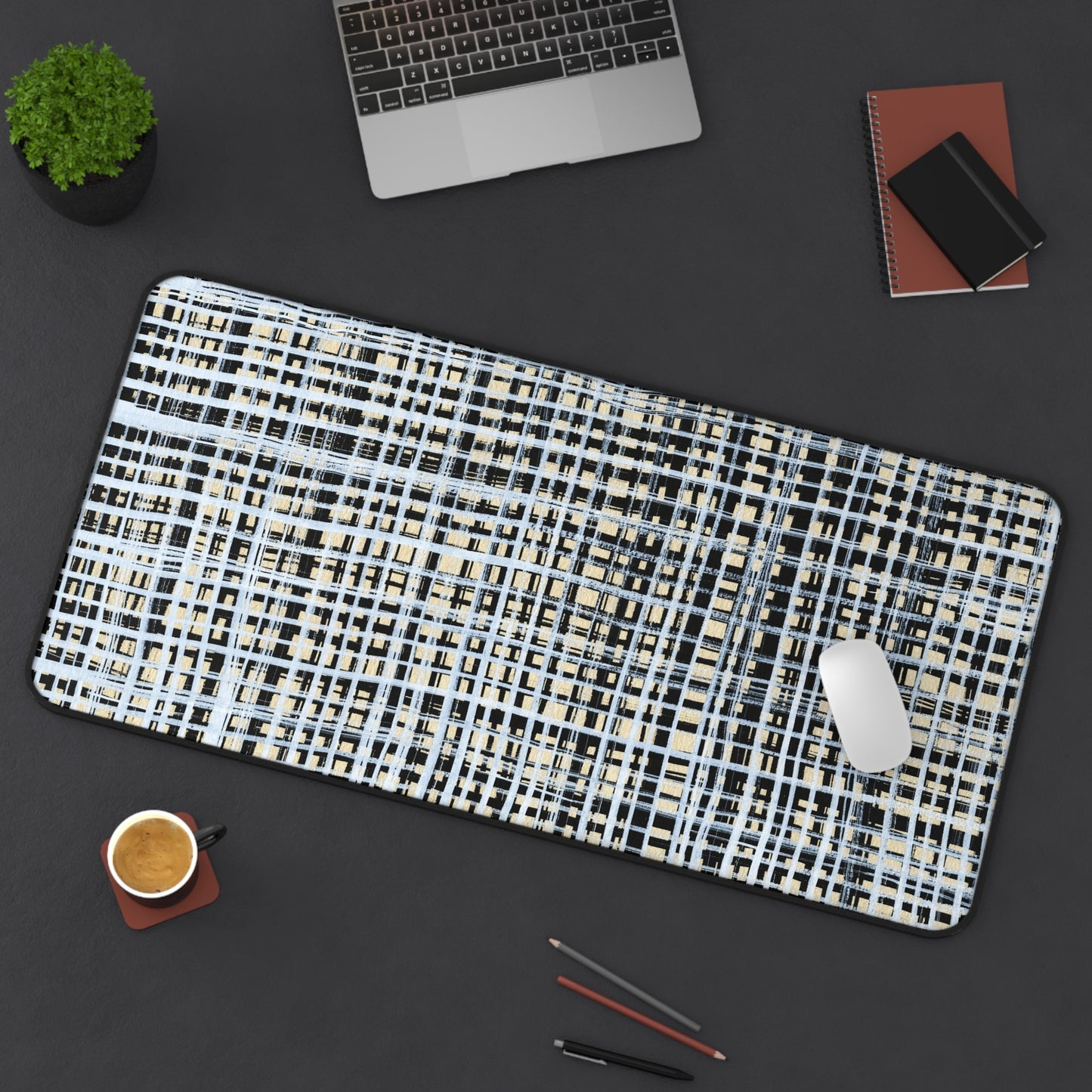 Desk Mat - B&W Gingham