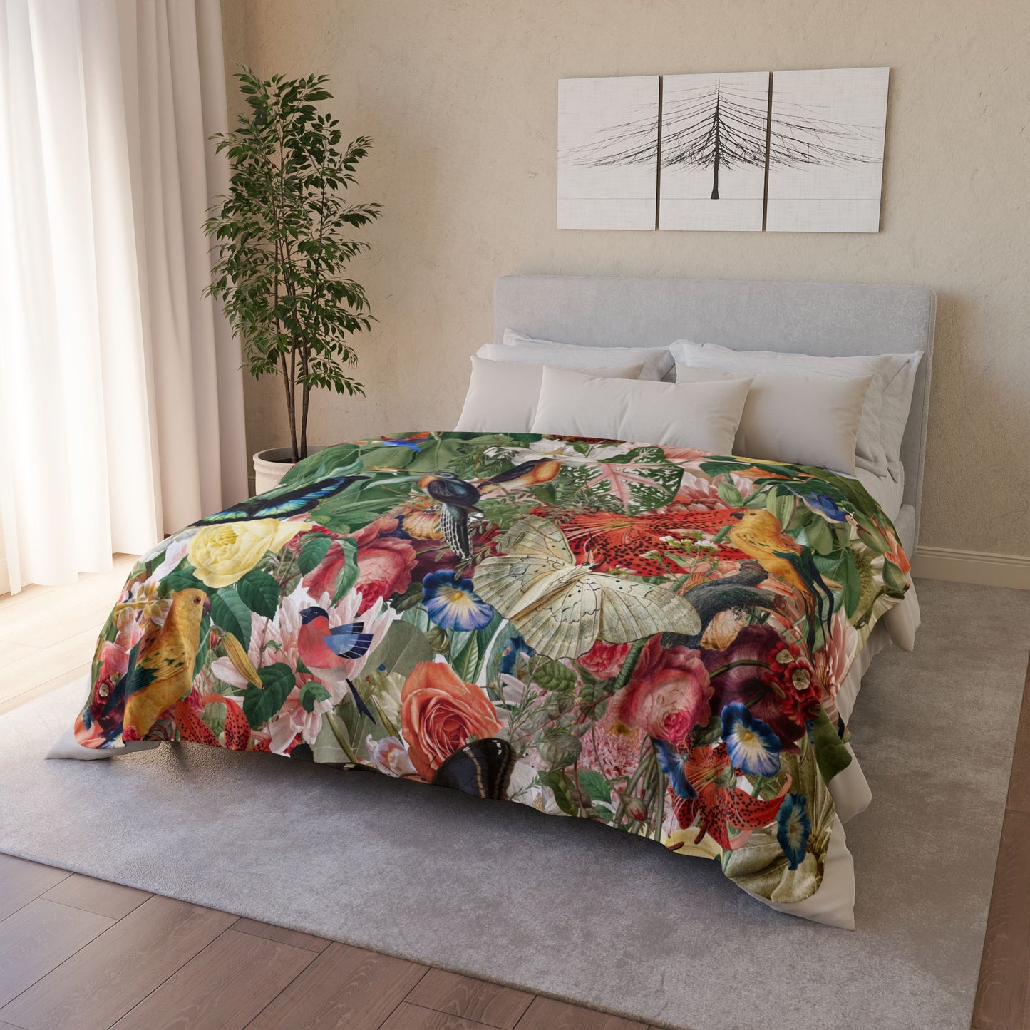 Sherpa Fleece Blanket - Tropical Garden