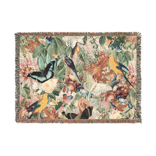 Woven Cotton Blanket - Tropical Garden