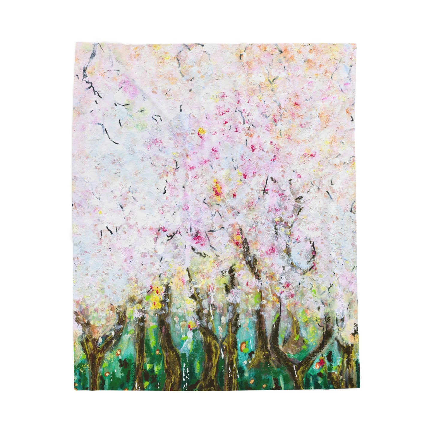 Velveteen Plush Blanket -Echoes of Spring Carried in Blossoms