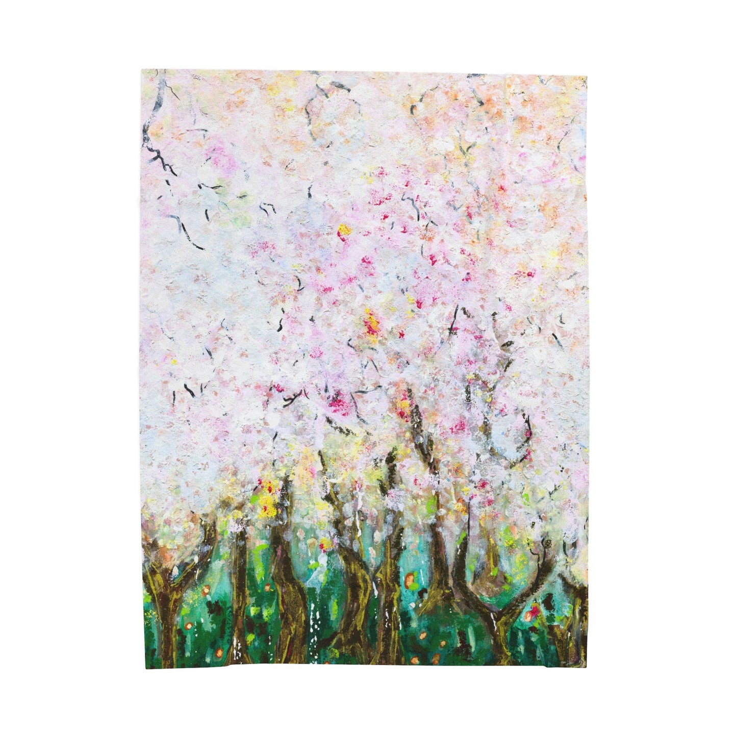 Velveteen Plush Blanket -Echoes of Spring Carried in Blossoms