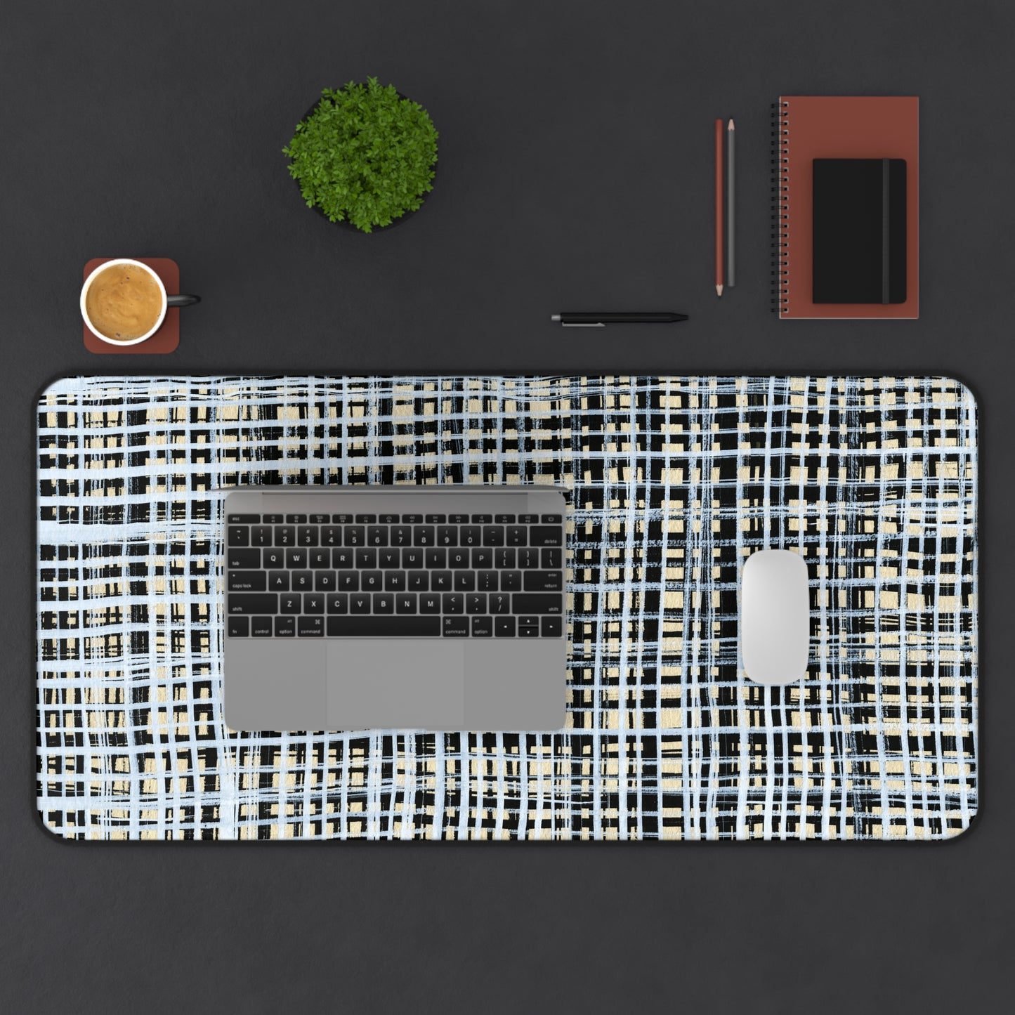 Desk Mat - B&W Gingham