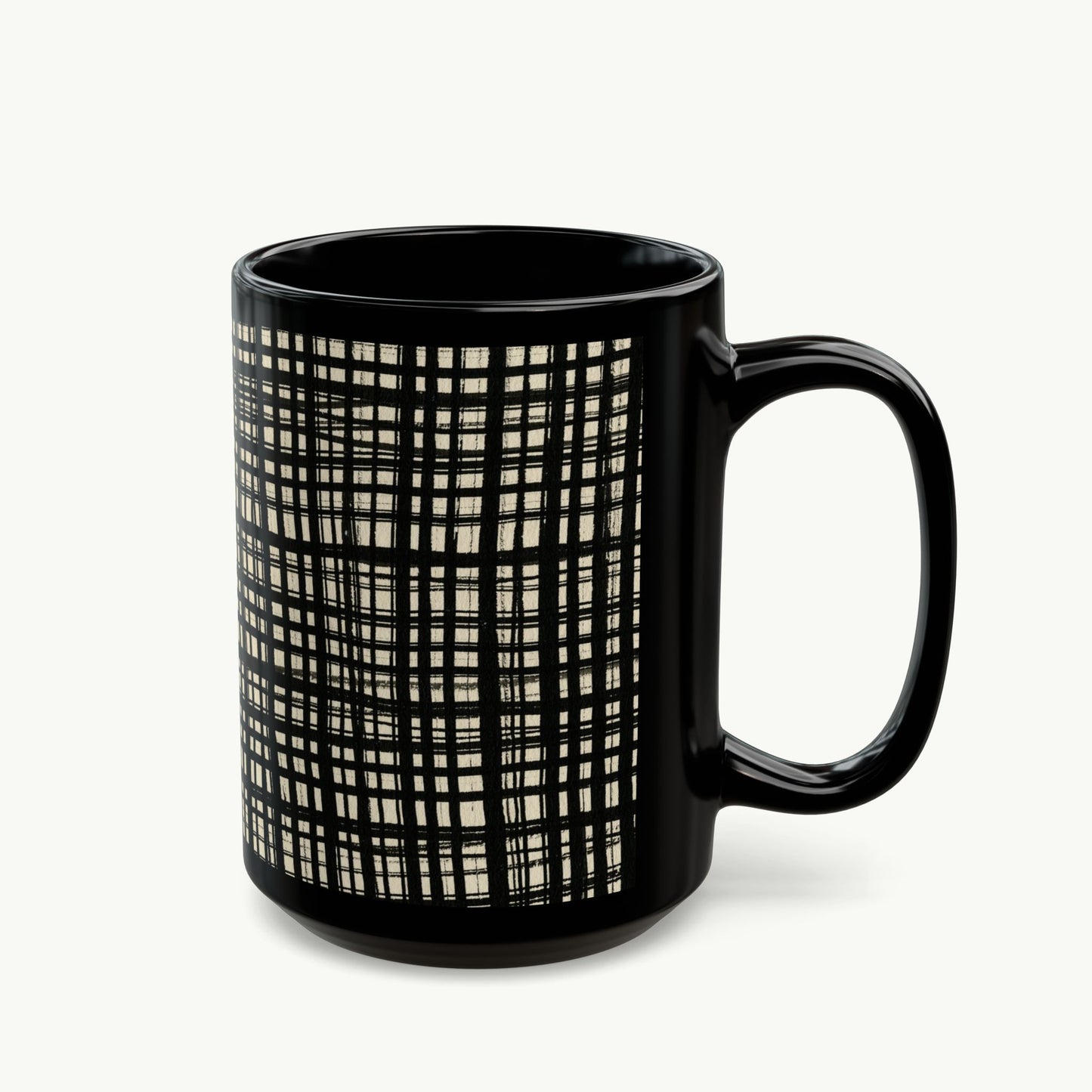 Black Mug - Black Gingham