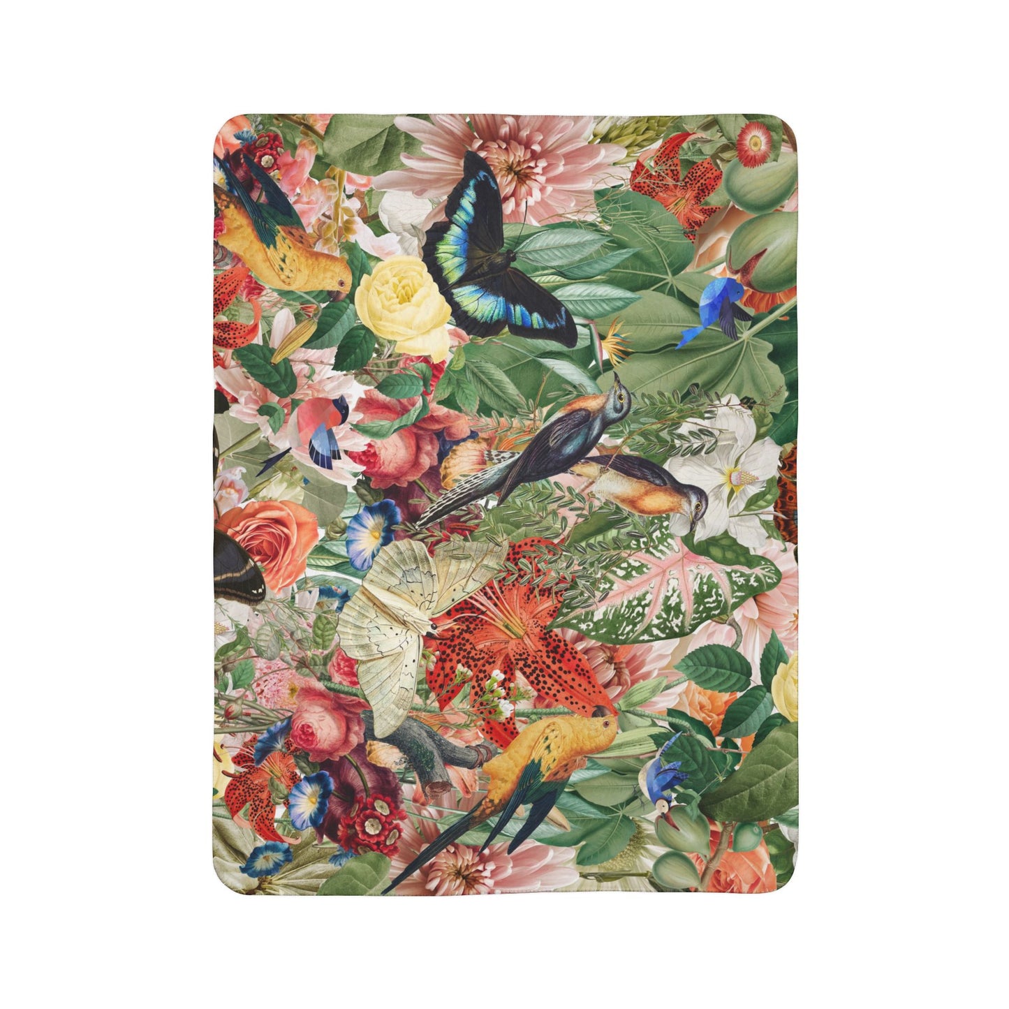 Sherpa Fleece Blanket - Tropical Garden