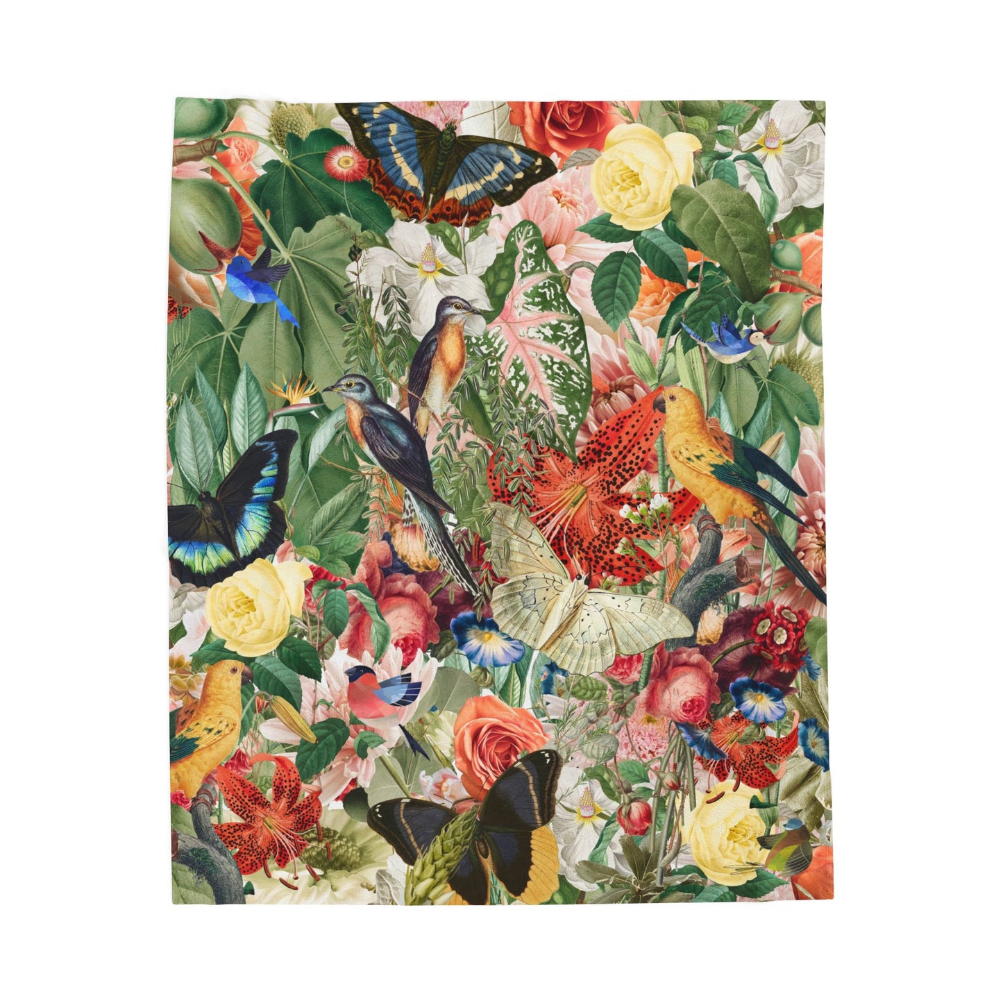 Velveteen Plush Blanket. - Tropical Garden