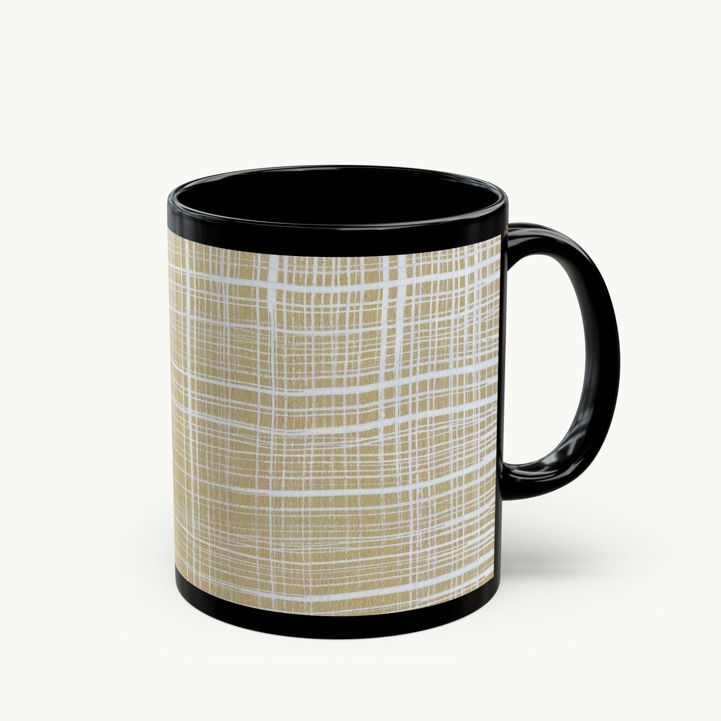Black Mug - White Gingham