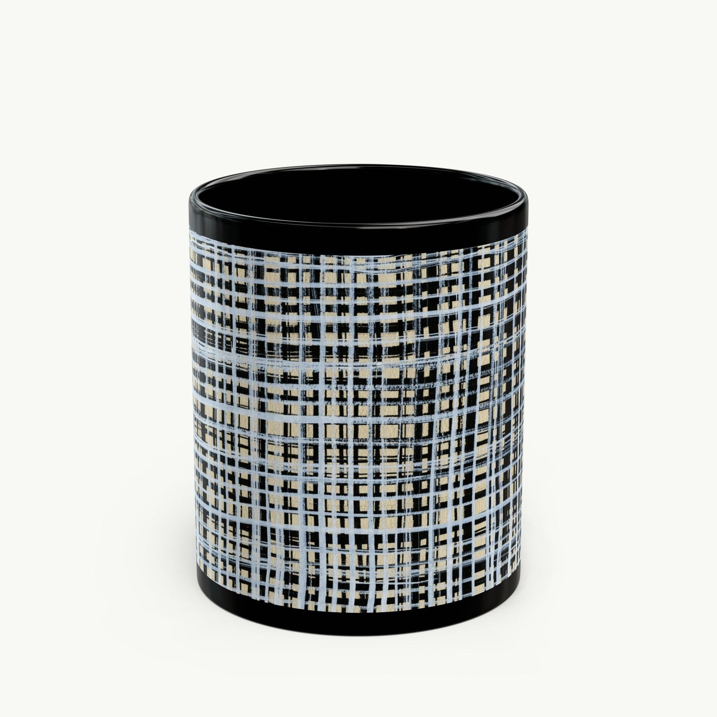 Black Mug - B&W Gingham