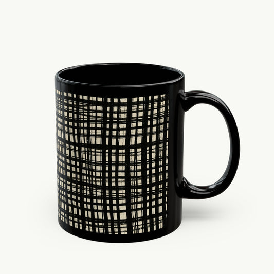 Black Mug - Black Gingham