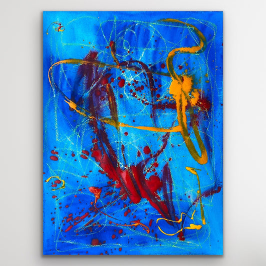 22x30 Abstract In Intense Blue (Unframed)