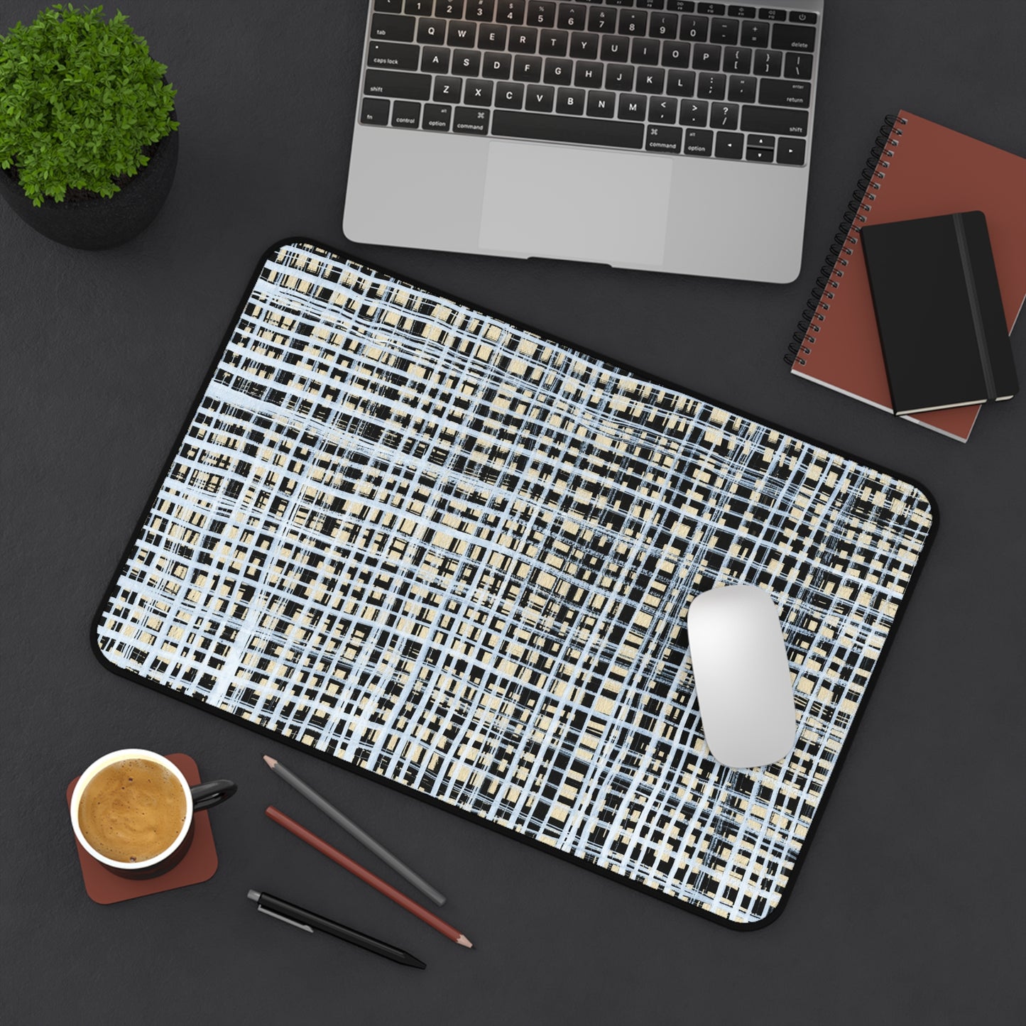 Desk Mat - B&W Gingham