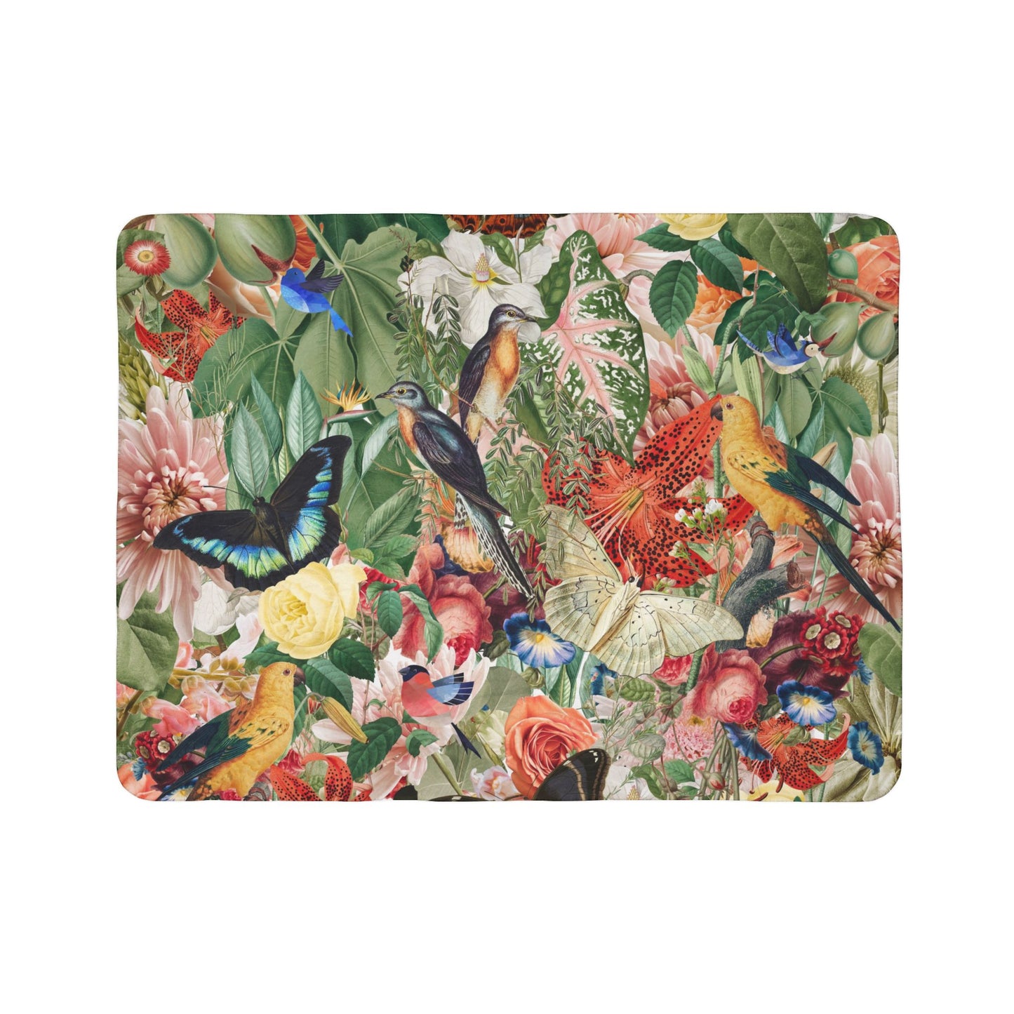 Sherpa Fleece Blanket - Tropical Garden
