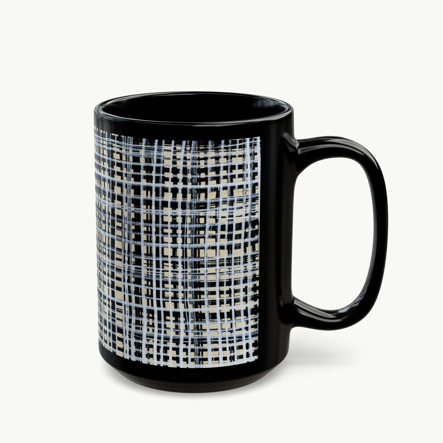 Black Mug - B&W Gingham