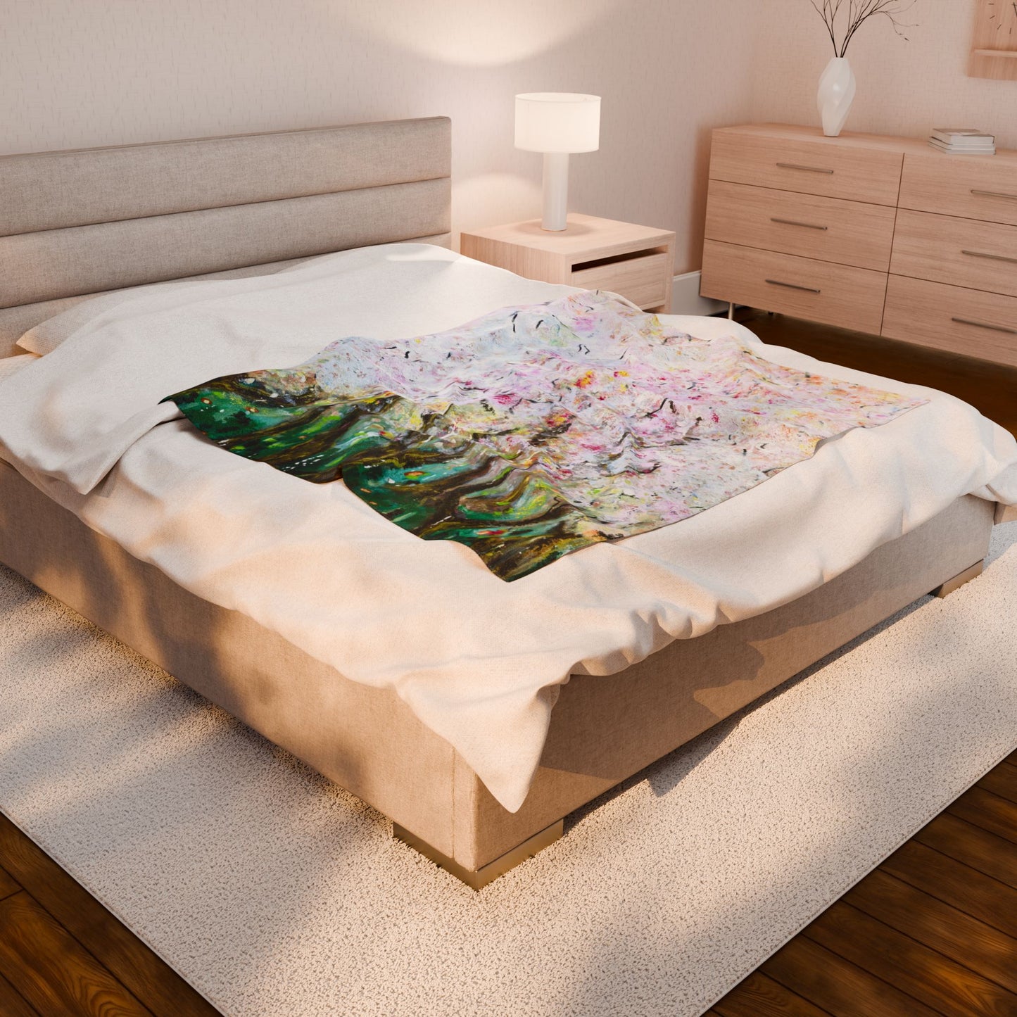 Velveteen Plush Blanket -Echoes of Spring Carried in Blossoms
