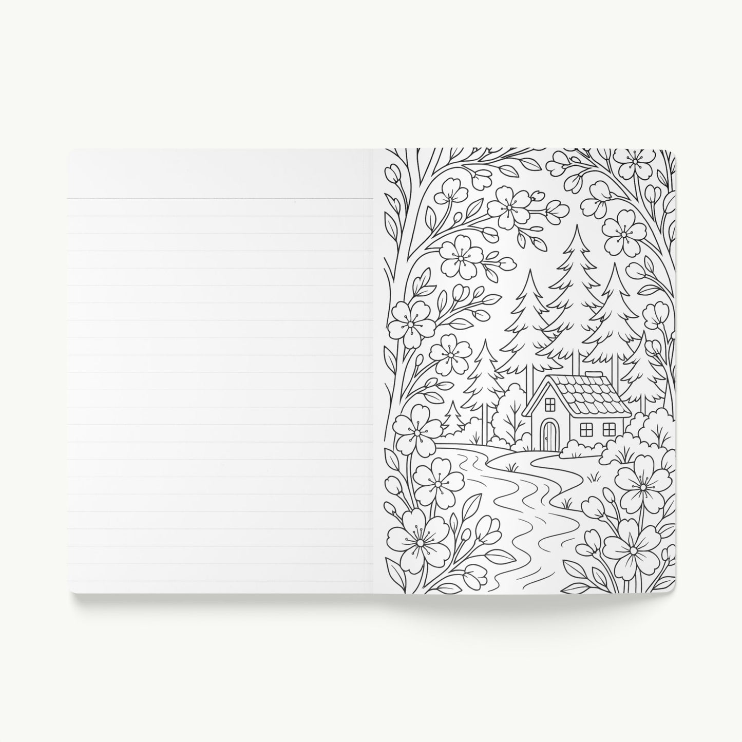 Soft Cover Lined Journal with Coloring Pages