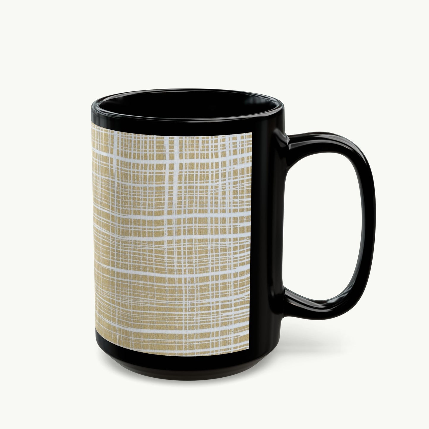 Black Mug - White Gingham
