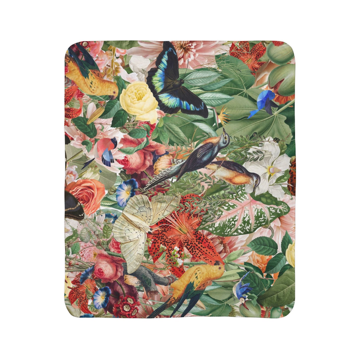 Sherpa Fleece Blanket - Tropical Garden
