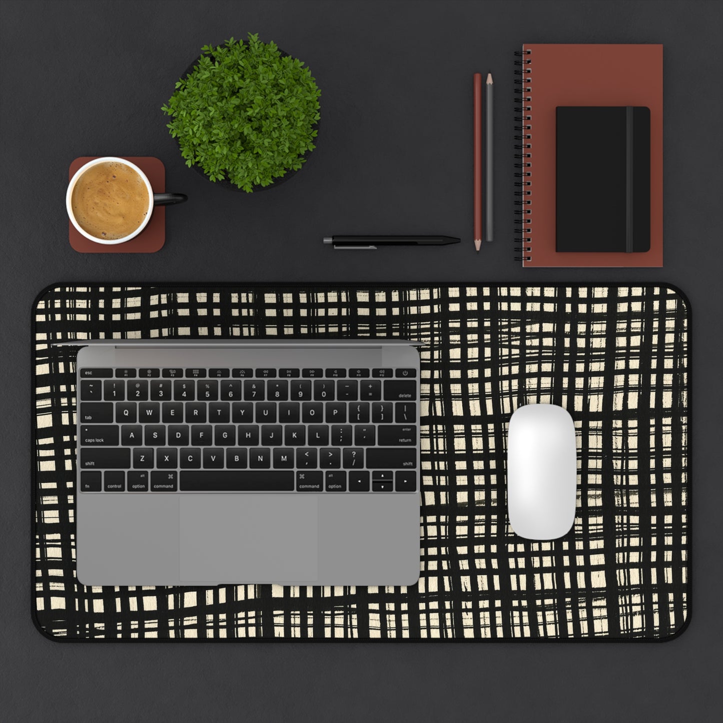 Desk Mat - Black Gingham
