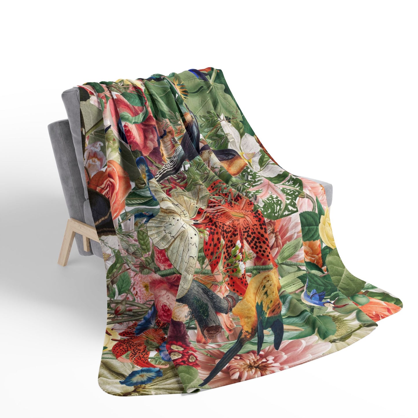 Sherpa Fleece Blanket - Tropical Garden