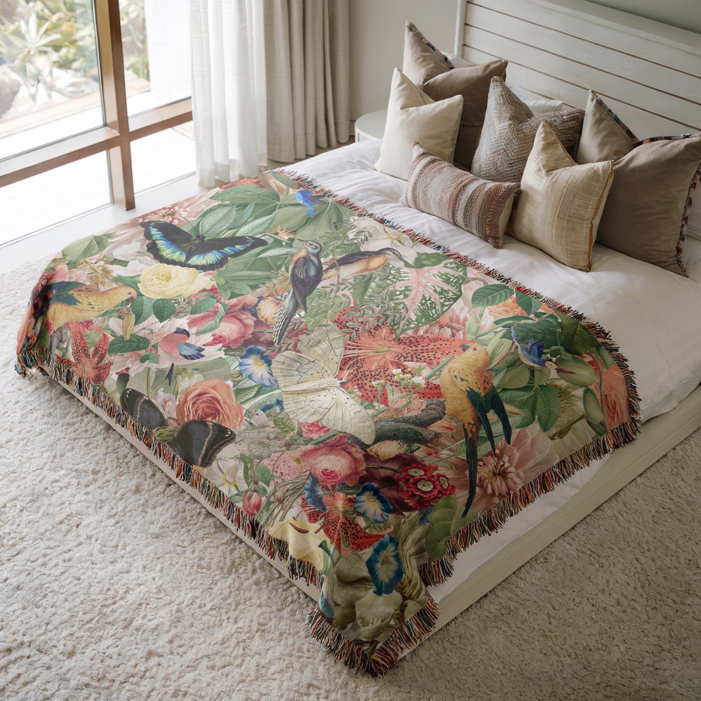 Woven Cotton Blanket - Tropical Garden