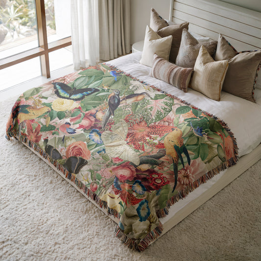 Woven Cotton Blanket - Tropical Garden