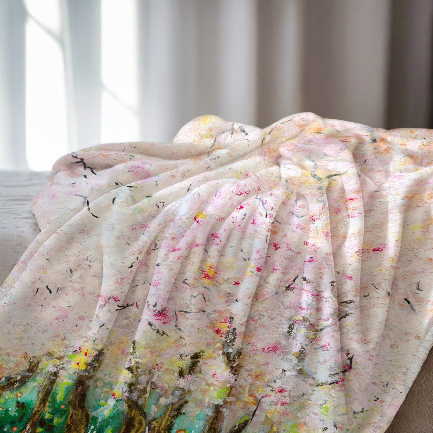 Velveteen Plush Blanket -Echoes of Spring Carried in Blossoms
