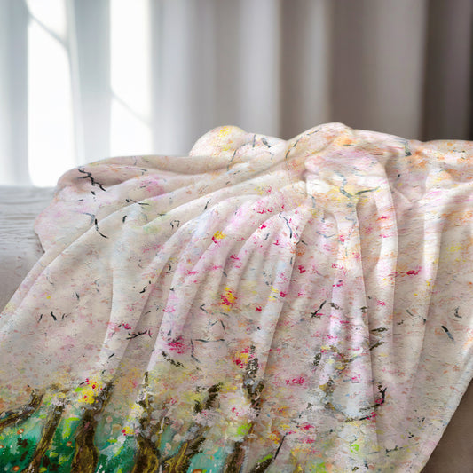 Velveteen Plush Blanket -Echoes of Spring Carried in Blossoms