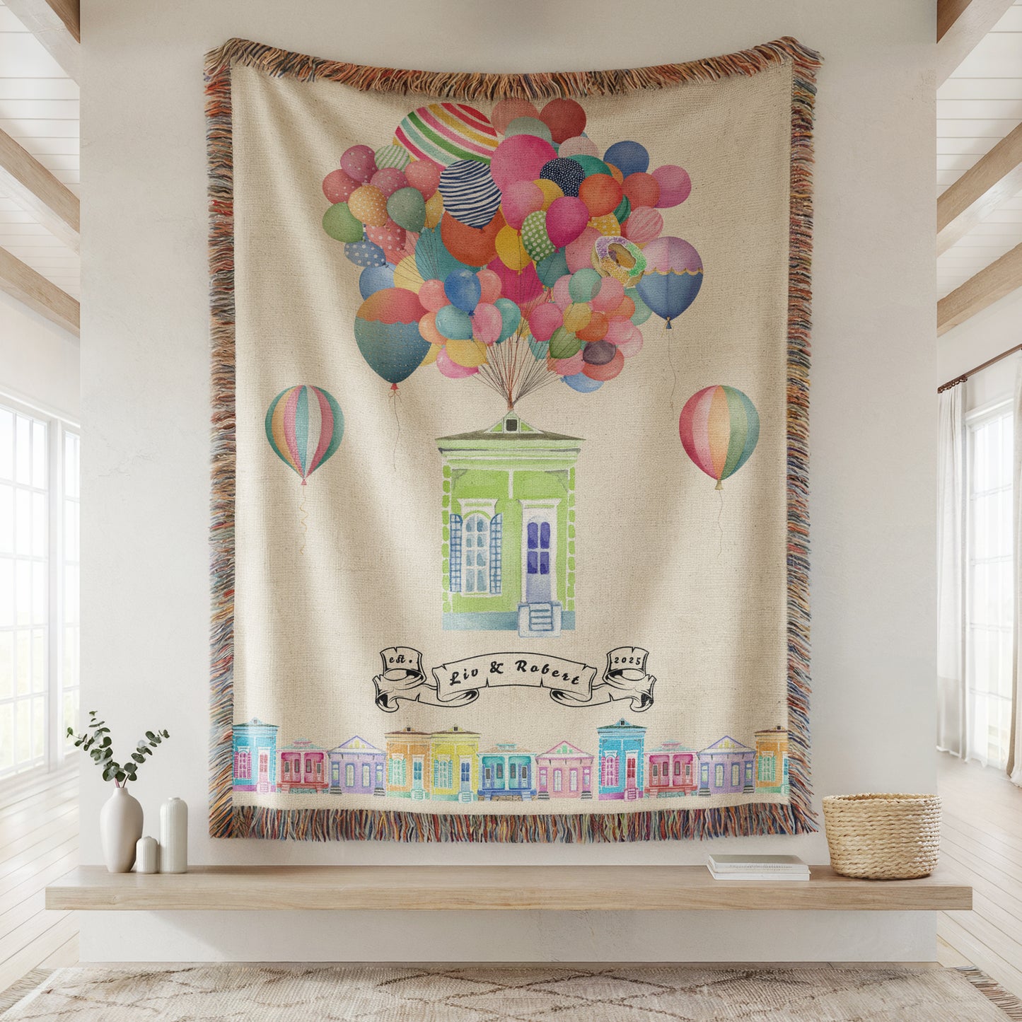 Personalized New Orleans Shotgun House Woven Blanket