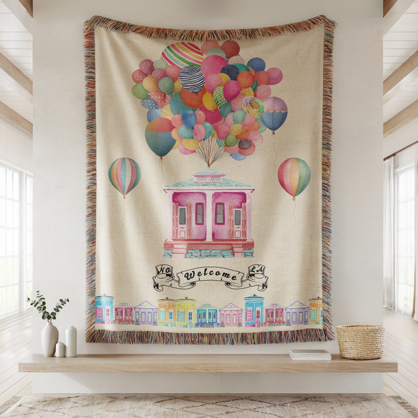 Personalized New Orleans Shotgun House Woven Blanket