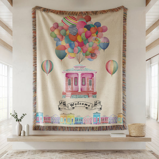 Personalized New Orleans Shotgun House Woven Blanket