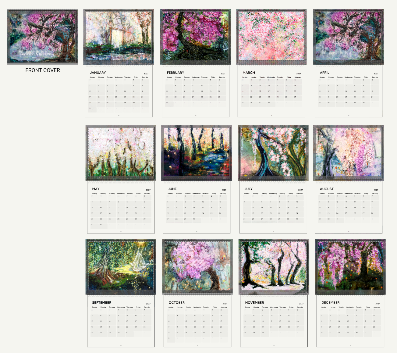 2027 Landscapes and Blossoms  - WALL CALENDAR