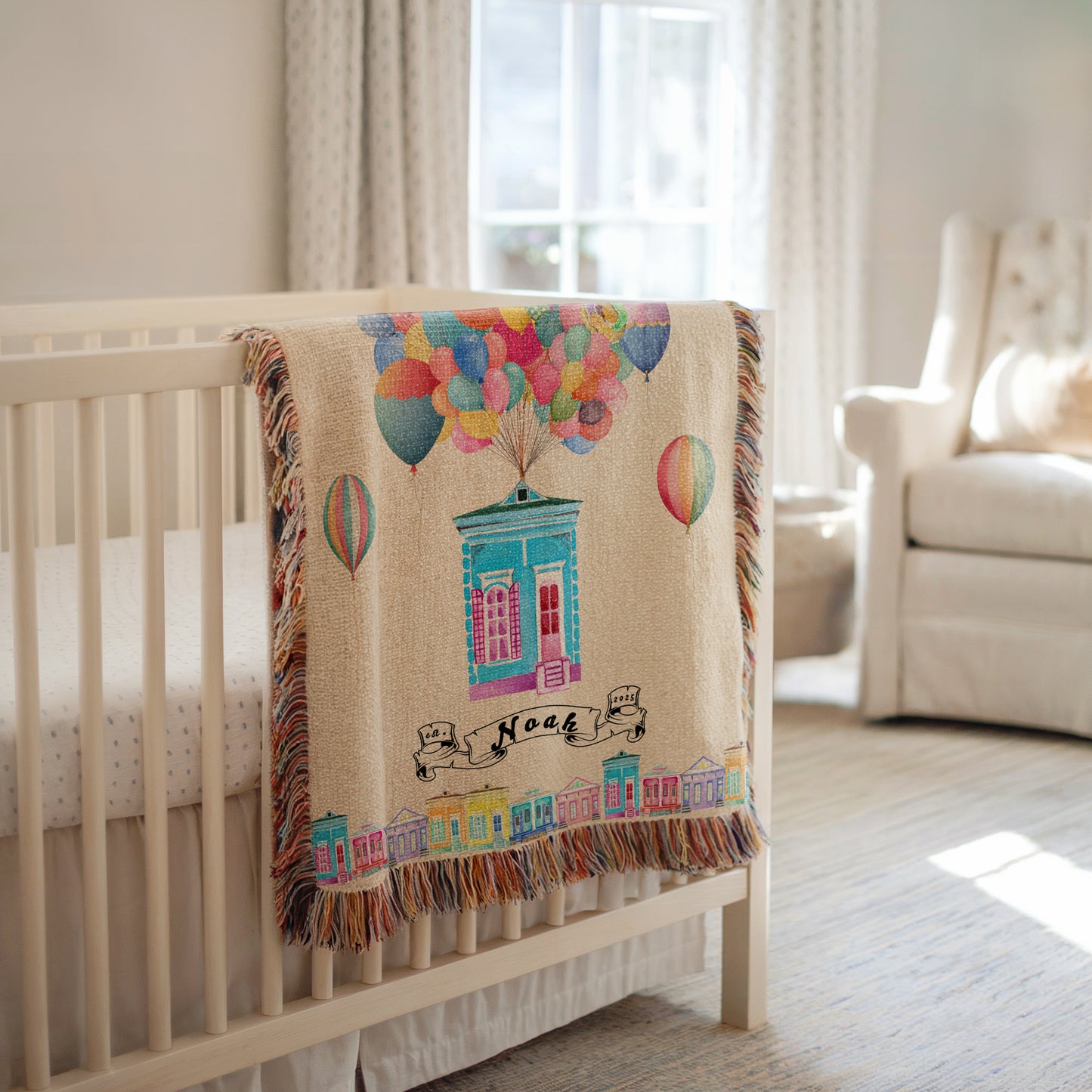 Personalized New Orleans Shotgun House Woven Blanket