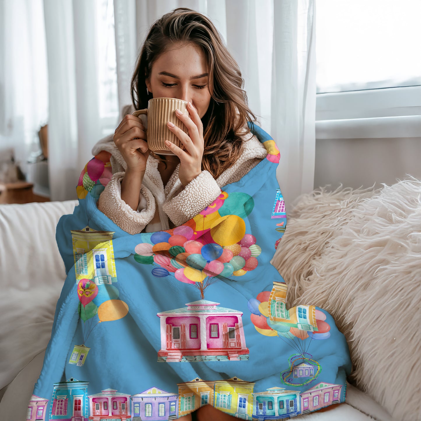 Velveteen Plush Blanket - NOLA Blue