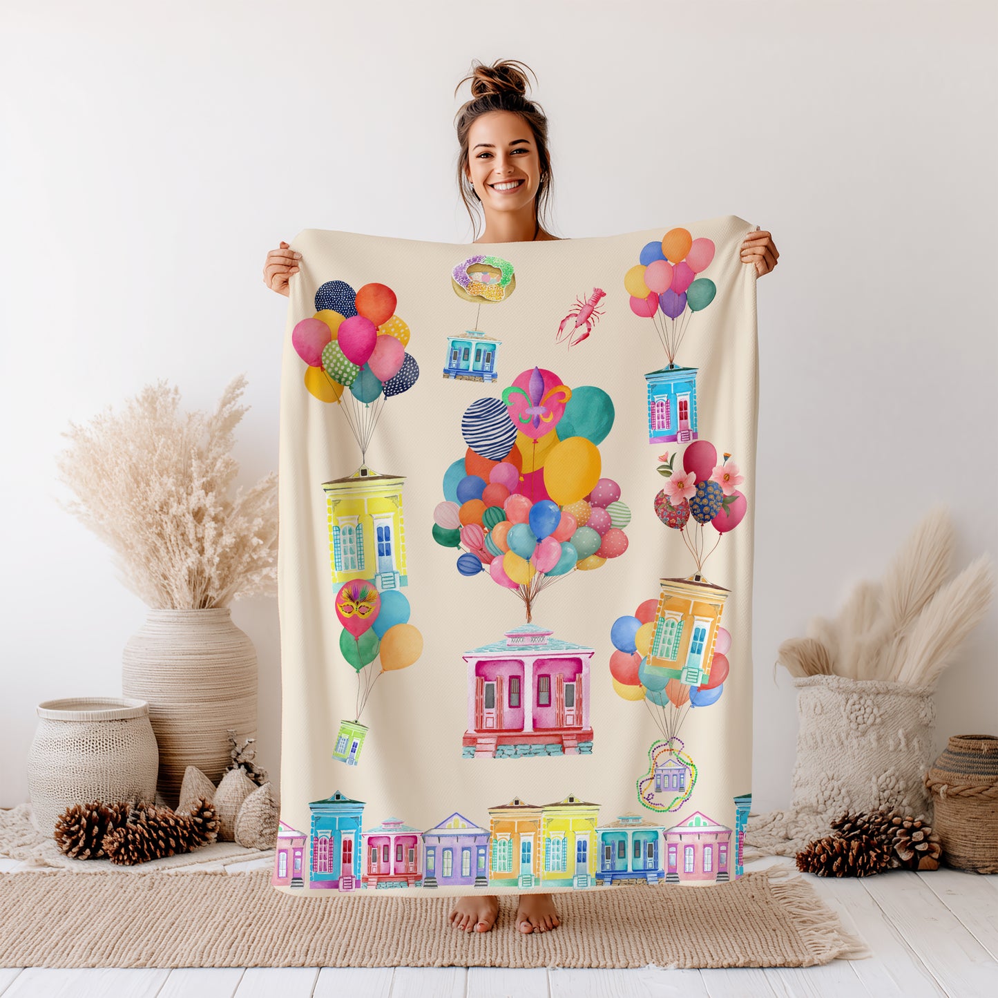 Velveteen Plush Blanket -NOLA Ivory